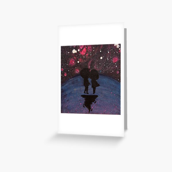 Love You to the Moon - Shadow Art Collection - Acrylic Paint Pour & Spray Painting Greeting Card