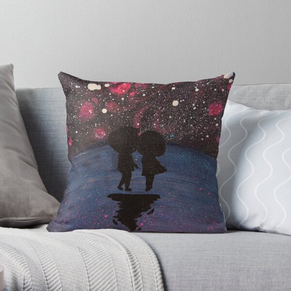 Love You to the Moon - Shadow Art Collection - Acrylic Paint Pour & Spray Painting Throw Pillow