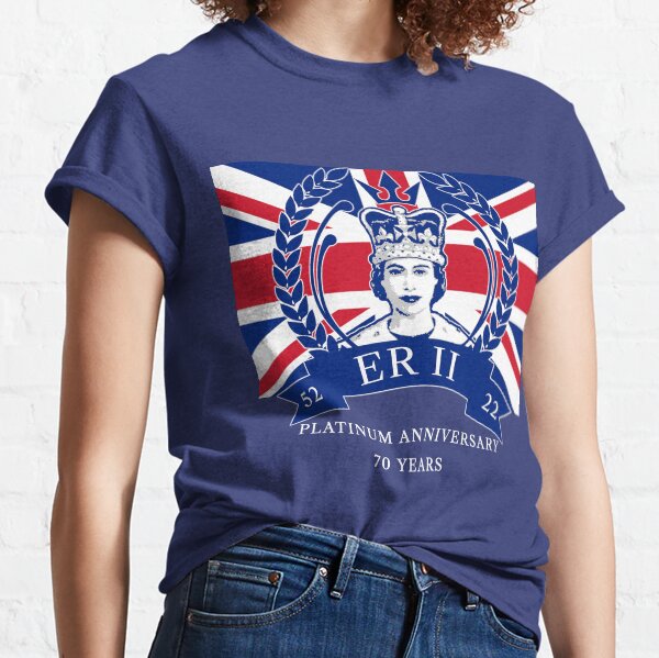 70 ans du jubilé de la reine Elizabeth II PLATINUM avec Union Jack T-shirt classique