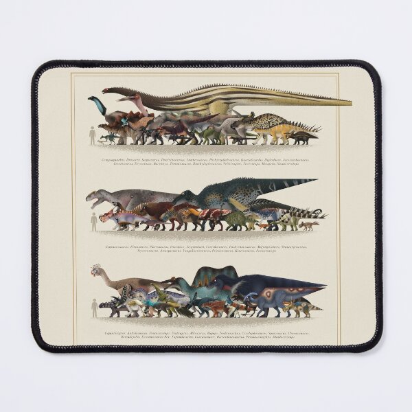 Prehistoric Reptiles Size Chart Mouse Pad