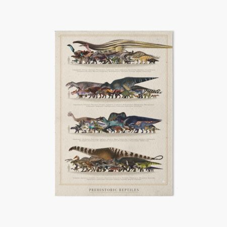 Vista previa del artículo con la obra «Tabla de tallas de reptiles prehistóricos», diseñado y vendido por Emily Higgs Art.