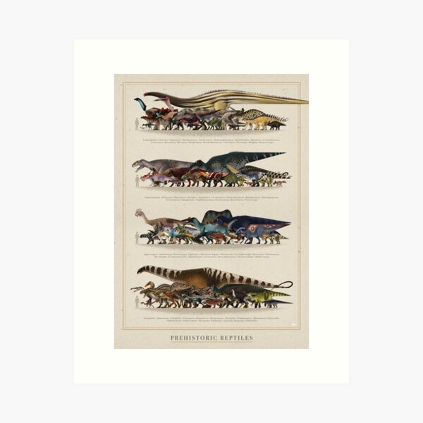 Item preview, Prehistoric Reptiles Size Chart designed and sold by Emily Higgs Art.