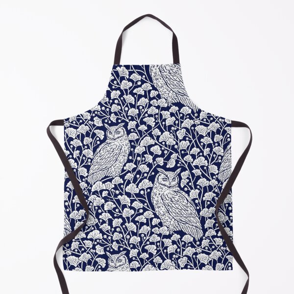 Item preview, Winter Blue II - Owls and Gingko Leaves designed and sold by Pixelchicken.