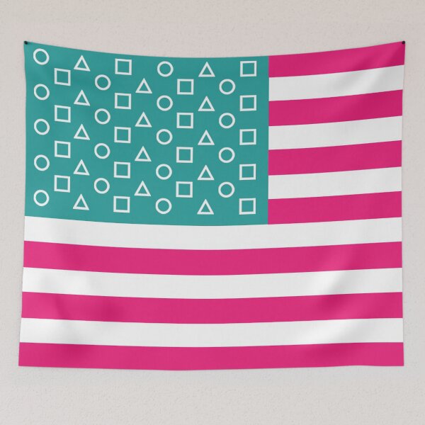 Item preview, Squidgame USA flag mashup with squid game colors red light and green light designed and sold by VanAmsterdam.