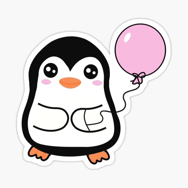 Adorable Penguin Holding Balloon  Sticker