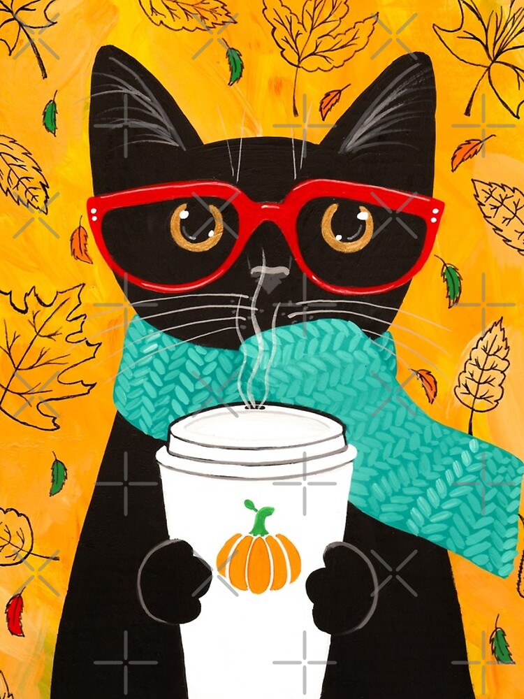 Autumn Pumpkin Coffee Cat by kilkennycat