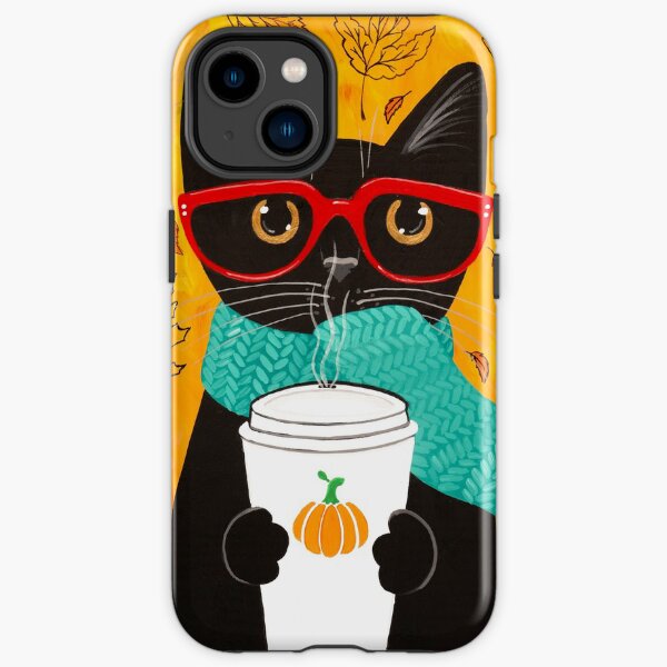 Autumn Pumpkin Coffee Cat iPhone Tough Case