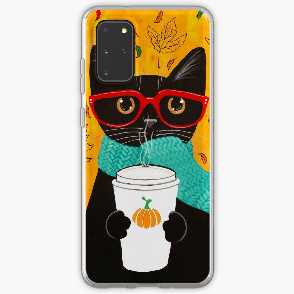 Aperçu de l'œuvre Chat de café citrouille d'automne créée et vendue par KilkennyCat Art.