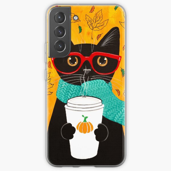 Aperçu de l'œuvre Chat de café citrouille d'automne créée et vendue par KilkennyCat Art.