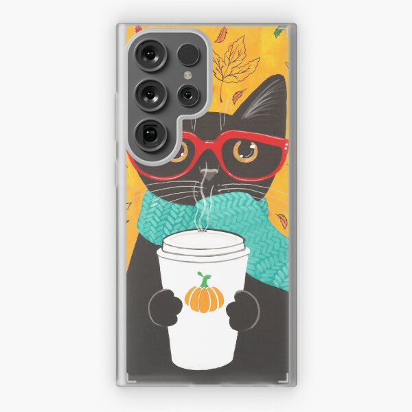 Aperçu de l'œuvre Chat de café citrouille d'automne créée et vendue par KilkennyCat Art.
