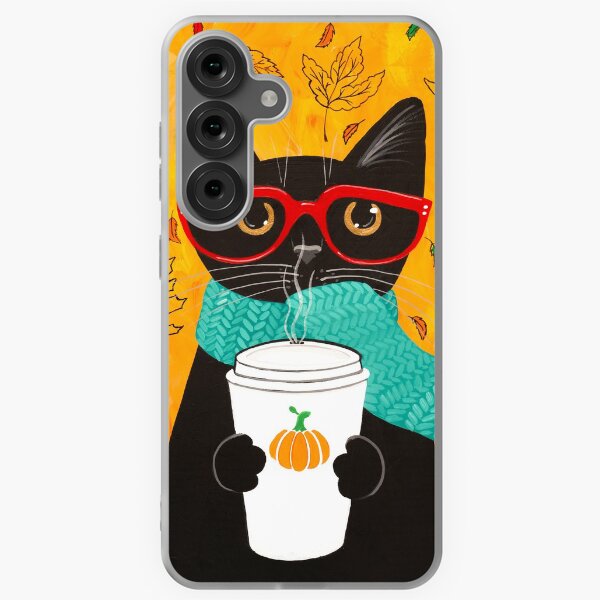 Vista previa del artículo con la obra «Otoño Calabaza Café Gato», diseñado y vendido por KilkennyCat Art.