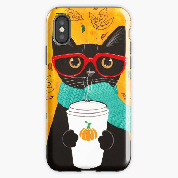 Item preview, Autumn Pumpkin Coffee Cat designed and sold by KilkennyCat Art.