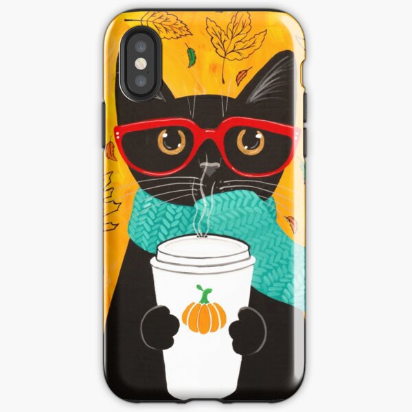 Item preview, Autumn Pumpkin Coffee Cat designed and sold by KilkennyCat Art.