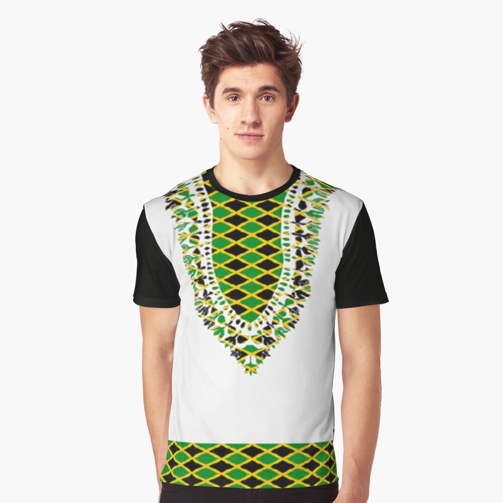 Jamaican Flag Dashiki Style T Shirt For Sale By Poetic4passion Redbubble Jamaican Graphic