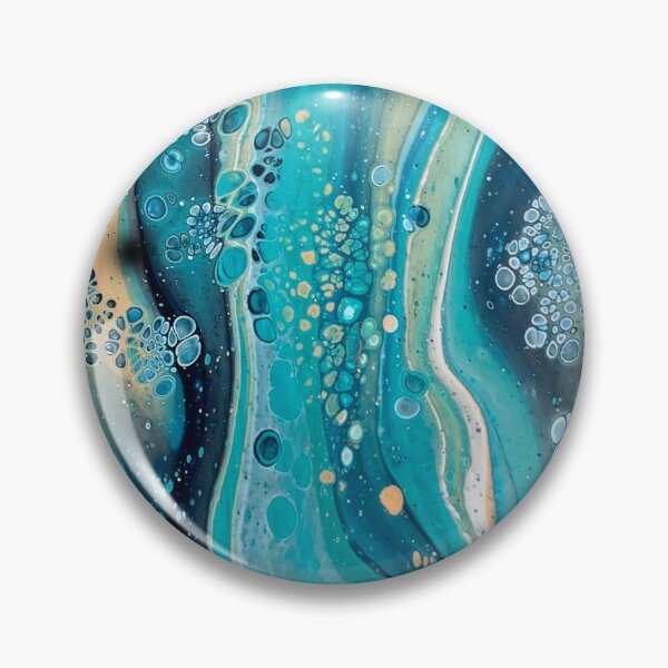 Item preview, Shades of Blue and Tan Beach Inspired Abstract Fluid Art Acrylic Pour  designed and sold by CrystalCoast.