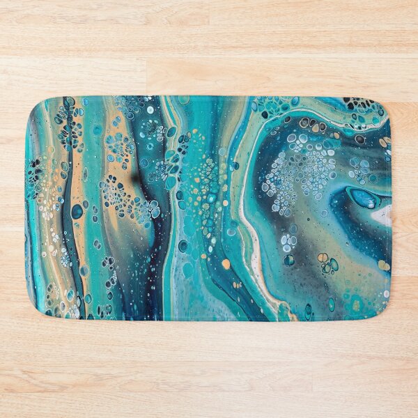 Item preview, Shades of Blue and Tan Beach Inspired Abstract Fluid Art Acrylic Pour  designed and sold by CrystalCoast.