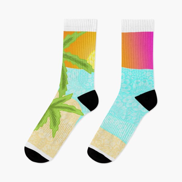 Item preview, Tropical palm tree sunset beach zentangle art designed and sold by lucysbohodesign.