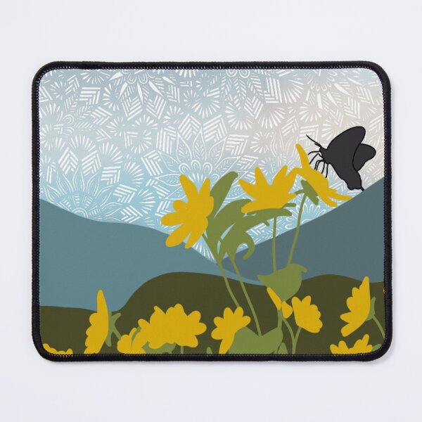 Item preview, Butterfly art mountain art flower landscape mountain landscape zentangle art designed and sold by lucysbohodesign.
