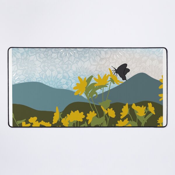 Item preview, Butterfly art mountain art flower landscape mountain landscape zentangle art designed and sold by lucysbohodesign.