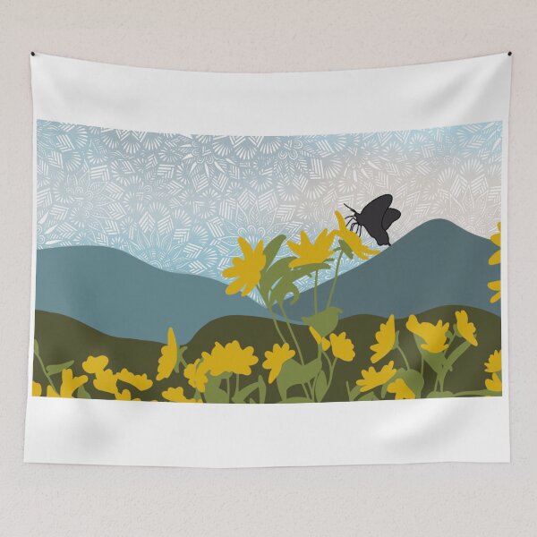 Item preview, Butterfly art mountain art  flower landscape mountain landscape  zentangle art designed and sold by lucysbohodesign.