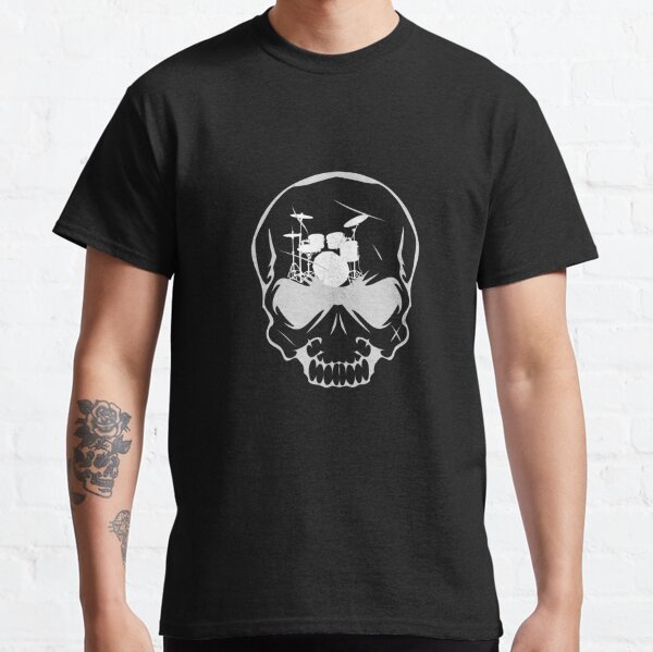 Baterista Skull t-shirt-batería música Drumsticks calavera culto baterista 