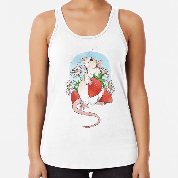 Rat with Strawberries Racerback Tank Top