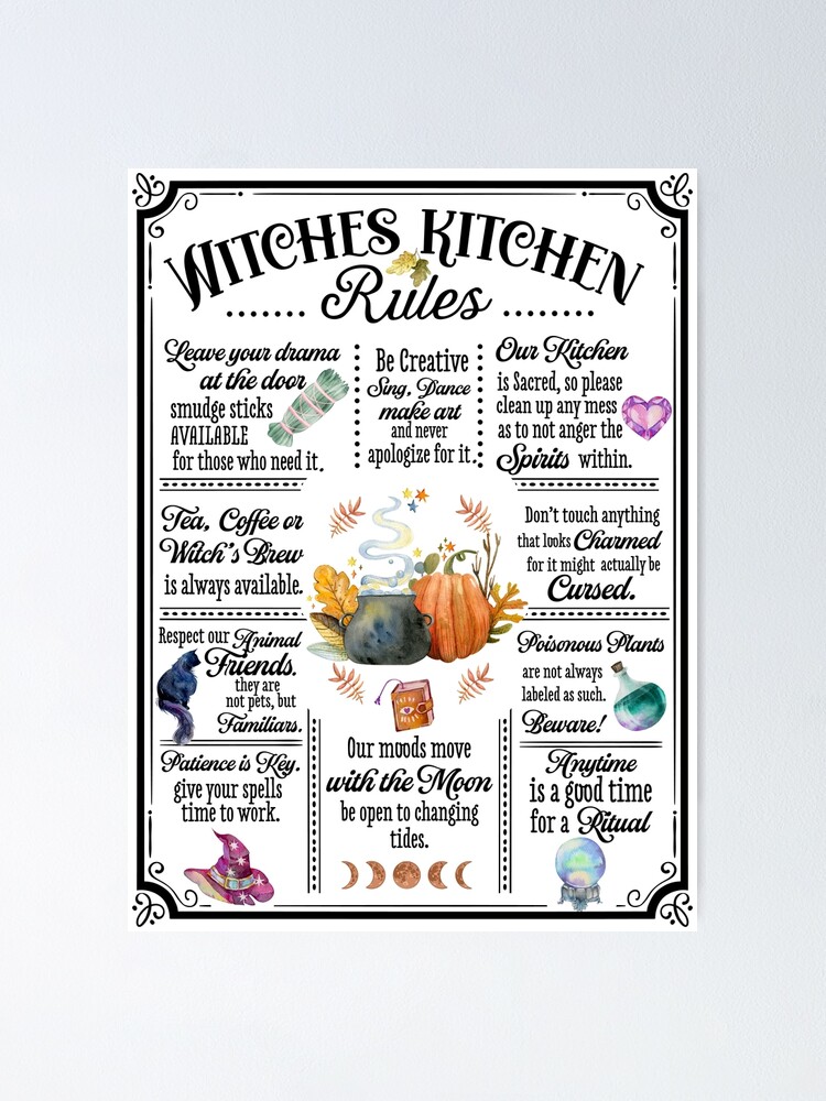 Kitchen Witchery Poster, Witches Magic Knowledge Wall Art, Halloween Art  Print