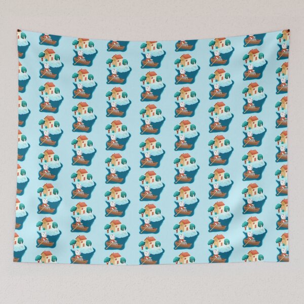 Item preview, White fox on a row boat designed and sold by jasmineberry.