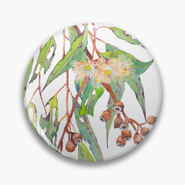 Item preview, Watercolour eucalyptus tree branch with white flowers & gumnuts. designed and sold by Zoya Makarova.