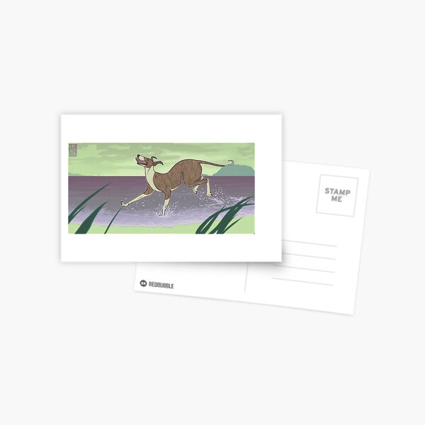 Happy Prancing Greyhound Postcard