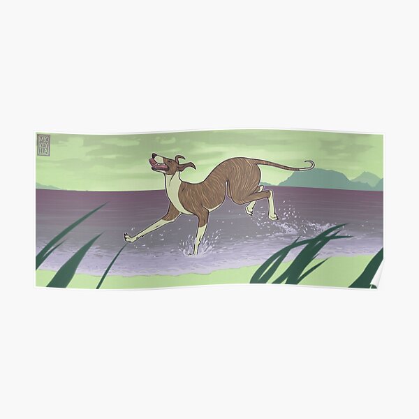 Happy Prancing Greyhound Poster