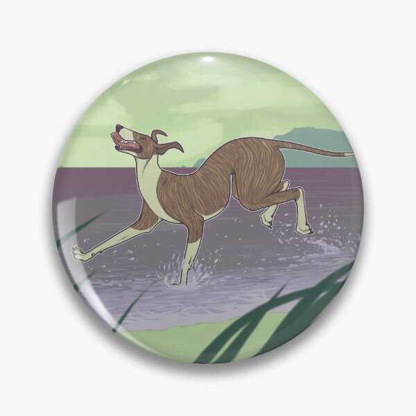 Happy Prancing Greyhound Pin