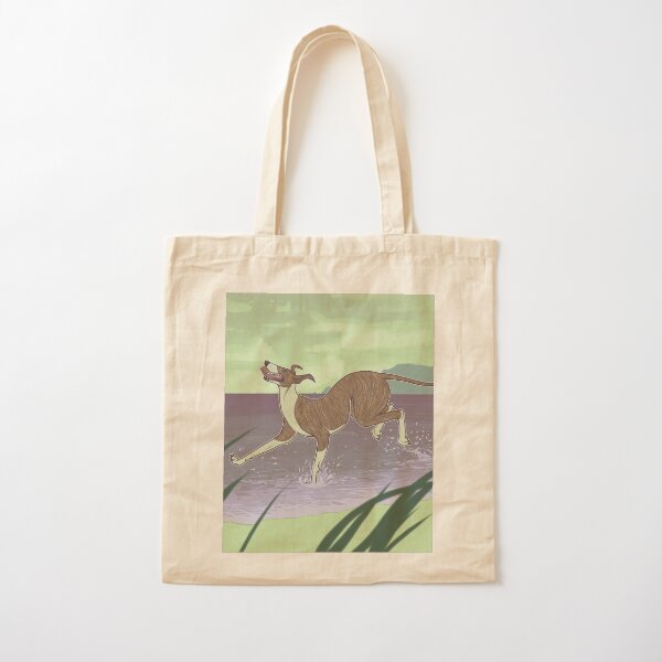 Happy Prancing Greyhound Cotton Tote Bag