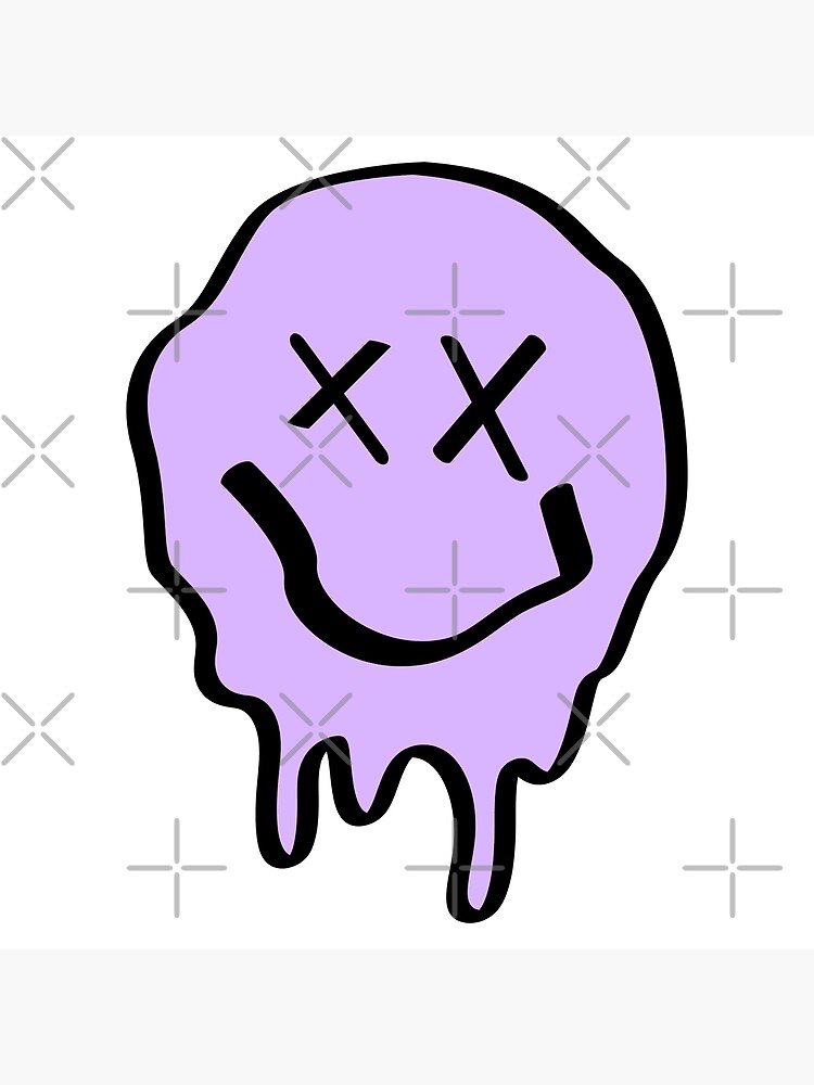 Pastel Purple Dripping Smiley Water Bottle