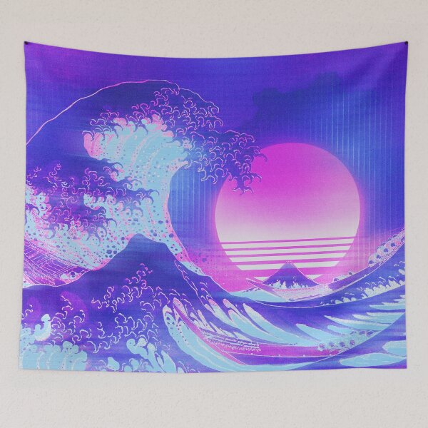 Item preview, Aesthetic Great Wave Off Kanagawa Retro Vaporwave designed and sold by ind3finite.