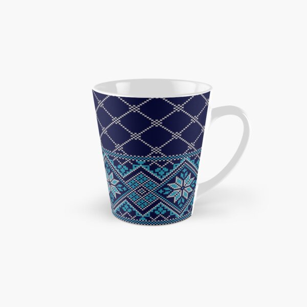 Item preview, Palestinian Arabic Kufiya Keffiyeh or also called Hatta Traditional Pattern with Tatreez Embroidery Art Design Blue Cream on Navy designed and sold by Chadi Bahij.