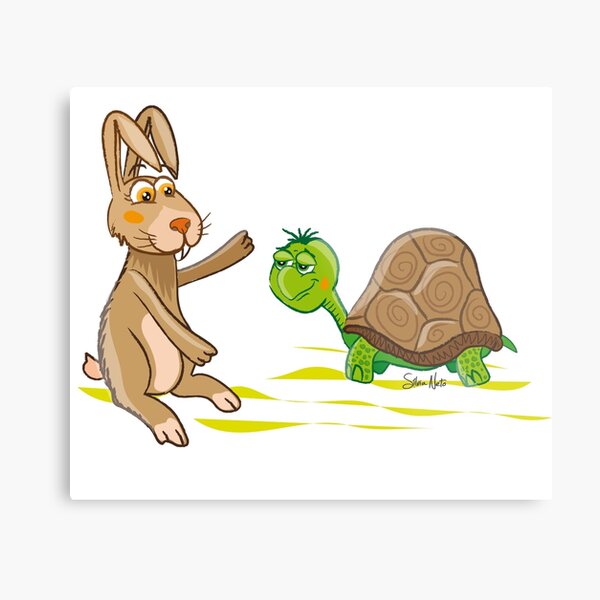 The Tortoise and the Hare Illustration Metal Print