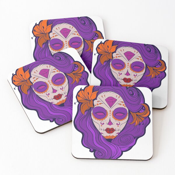 Item preview, Sugar Skull Purple Hair Girl Goth Tattoo Art designed and sold by adriana-holmes.