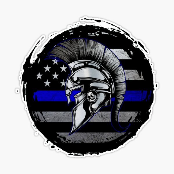 Spartan Helmet 2 - Thin Blue Line American flag - Sticker –  ThinBlueLineHeroes