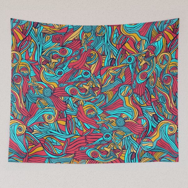 Item preview, Multicolored hand drawn abstract pattern design by Somberlain designed and sold by Somberlain.