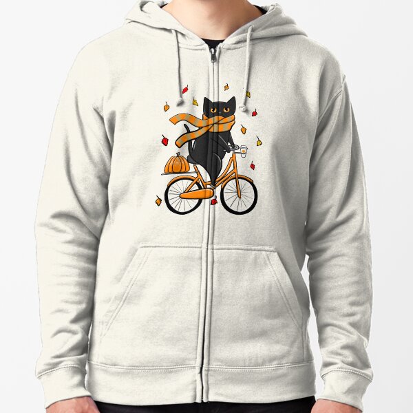 Autumn Bicycle Ride Illustration Zipped Hoodie