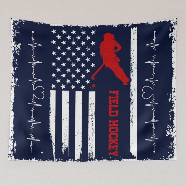Item preview, Field Hockey America Flag Blue Retro designed and sold by LittleFunky79.