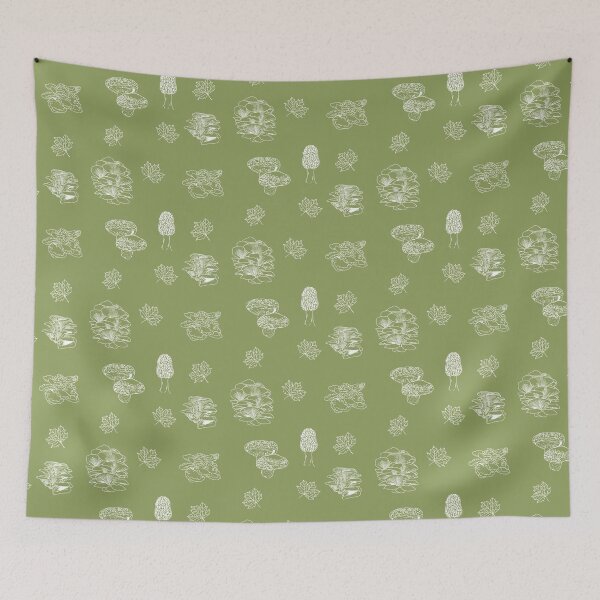 Item preview, Woodland Mushrooms Sage 1 designed and sold by Ashley Gagnon.