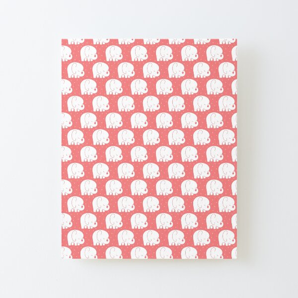 mod baby elephants coral Canvas Mounted Print