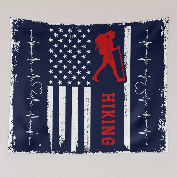 Item preview, Hiking America Flag Blue Retro designed and sold by LittleFunky79.