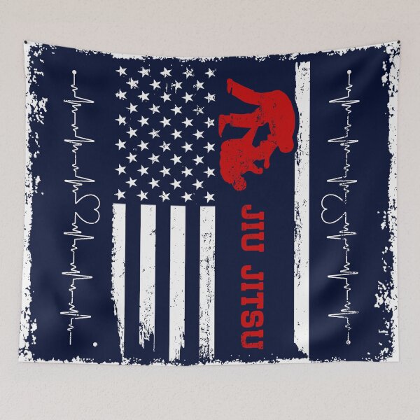 Item preview, Jiu Jitsu America Flag Blue Retro designed and sold by LittleFunky79.