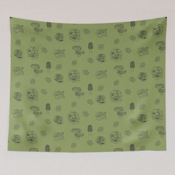 Item preview, Woodland Mushrooms Sage 2 designed and sold by Ashley Gagnon.