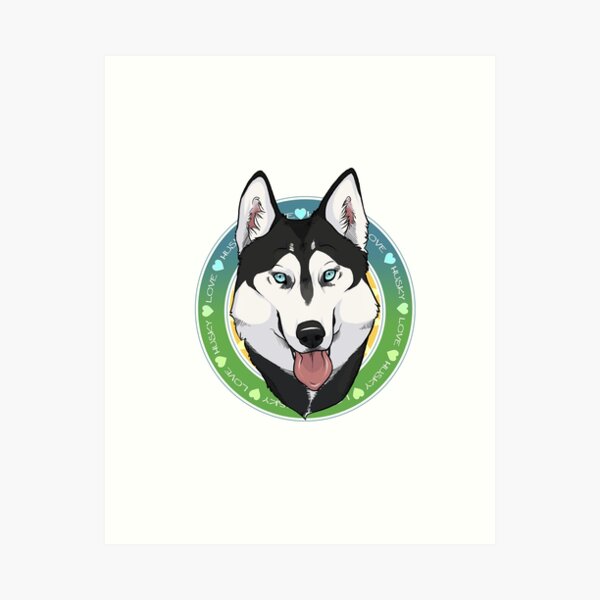 Husky Love (Black) Art Print