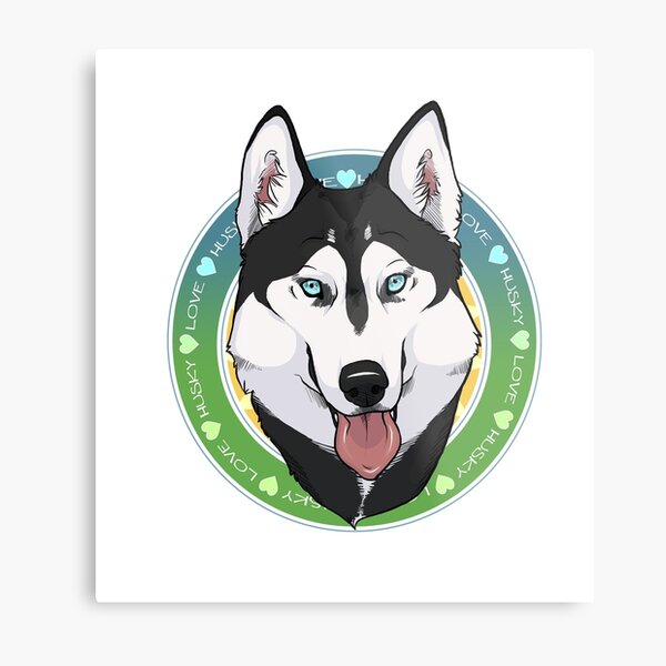 Husky Love (Black) Metal Print