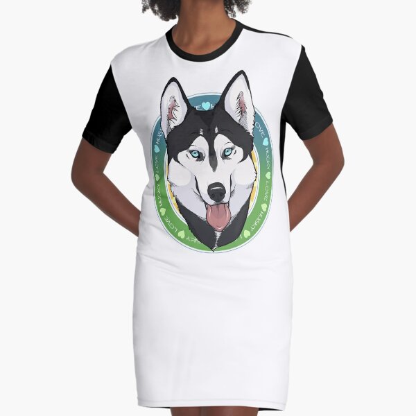 Husky Love (Black) Graphic T-Shirt Dress